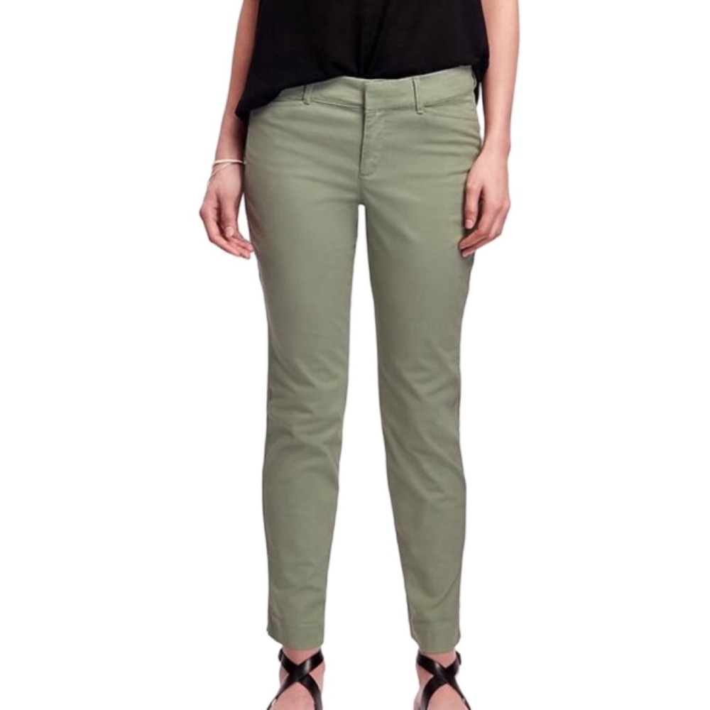 Old Navy Pixie Chino Ankle Pants for Women in Cool Sage Green color